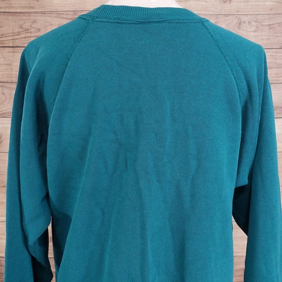 VINTAGE HANES HER WAY USA MADE GREEN BLANK PLAIN CREW NECK SWEATSHIRT SZ XL - Picture 5 of 7